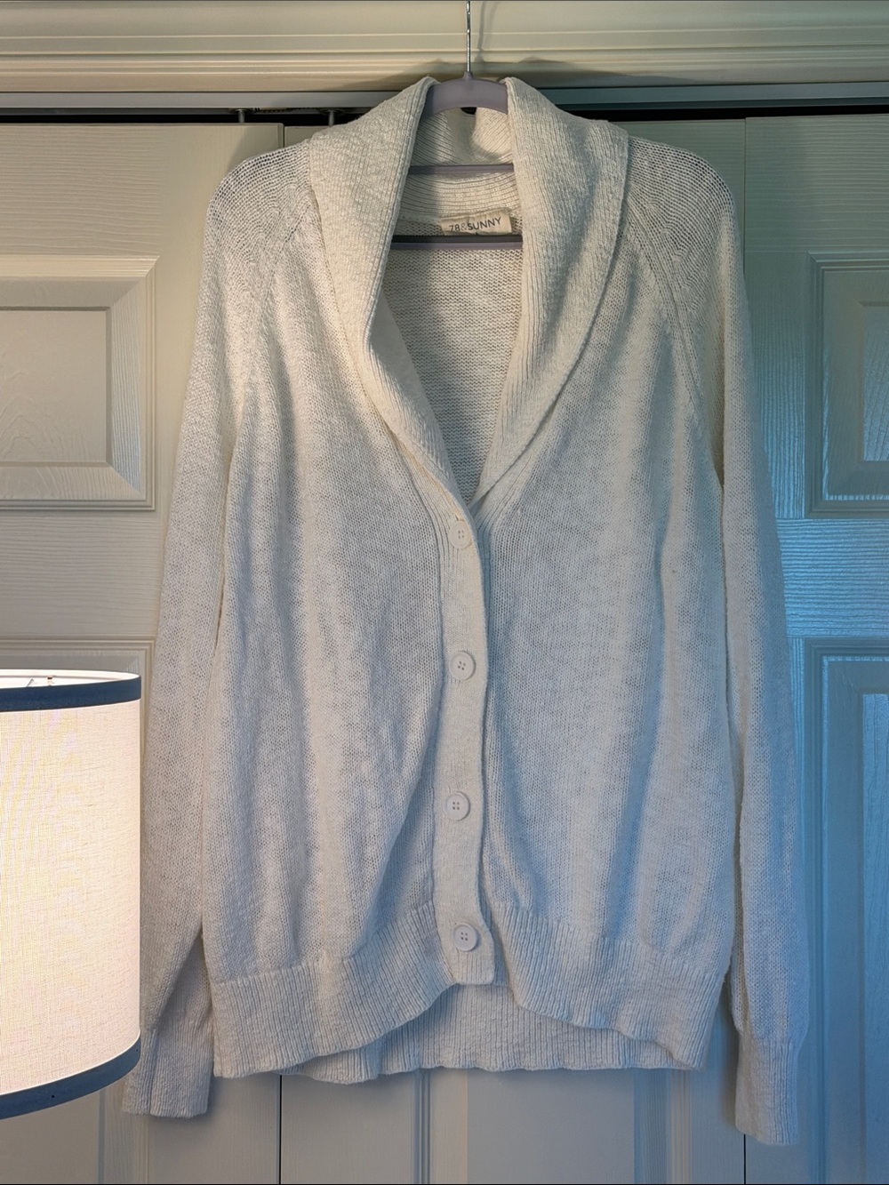 Cozy White Shawl-Collar Button Cardigan by 78&Sunny